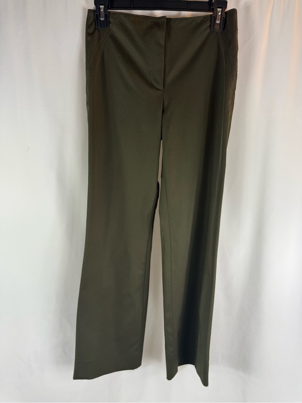 Dkny women pants Olive Green Straight-Leg Pants low rise size:2